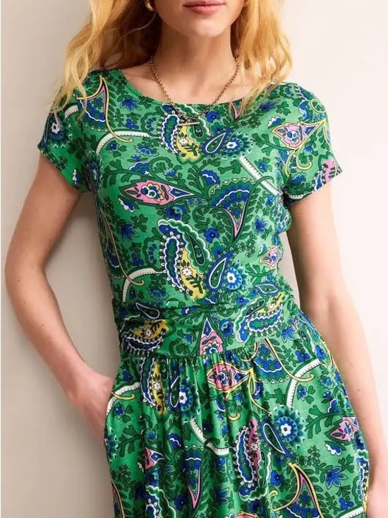 Boden Dresses & Skirts - Boden Amelie Paisley Short Sleeve Jersey Midi Dress Size US 10